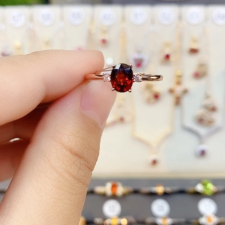 银S925镶嵌石榴石（芬达石）戒指