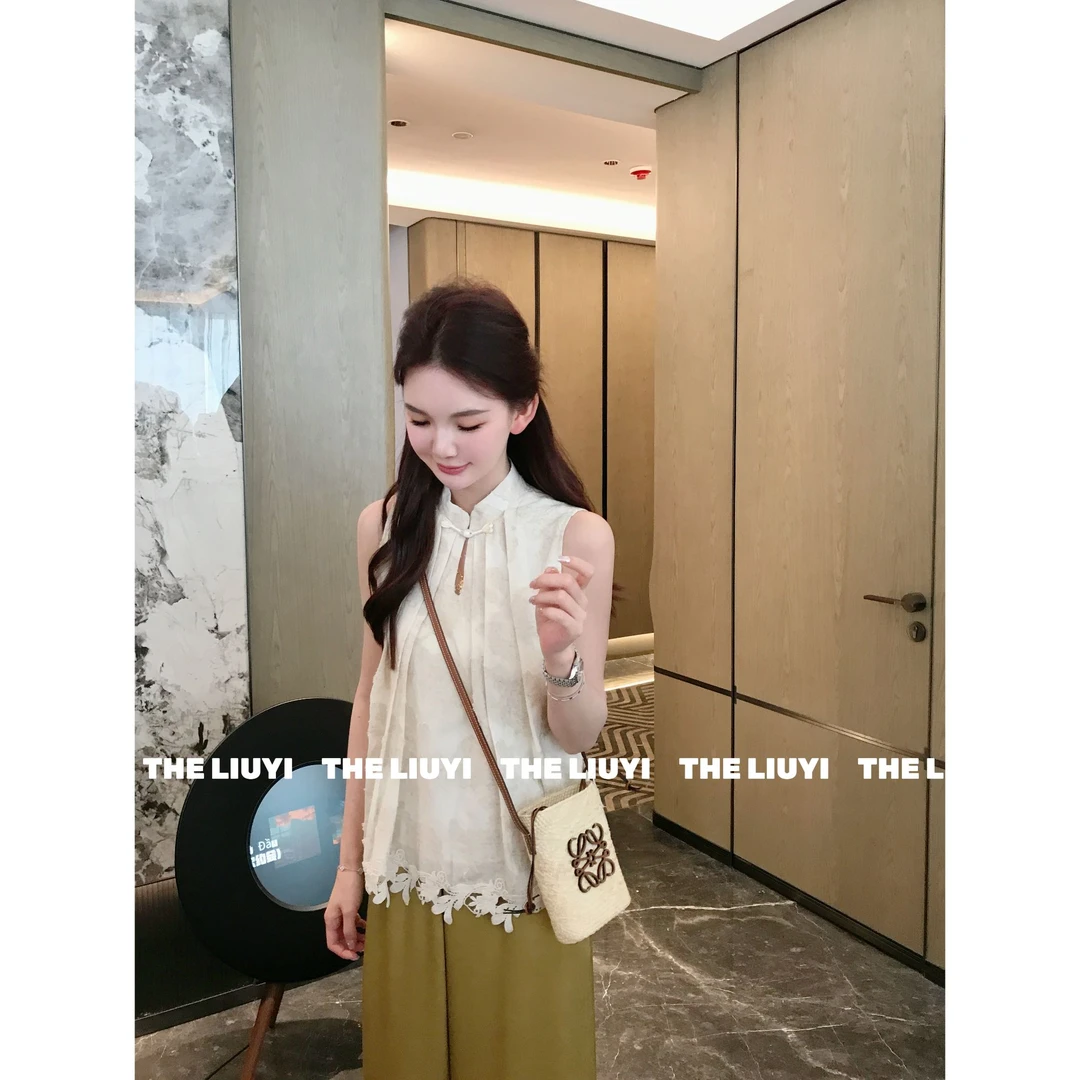 【LIUYI】如愿~夏季新中式高级感拼接镂空小衫55218