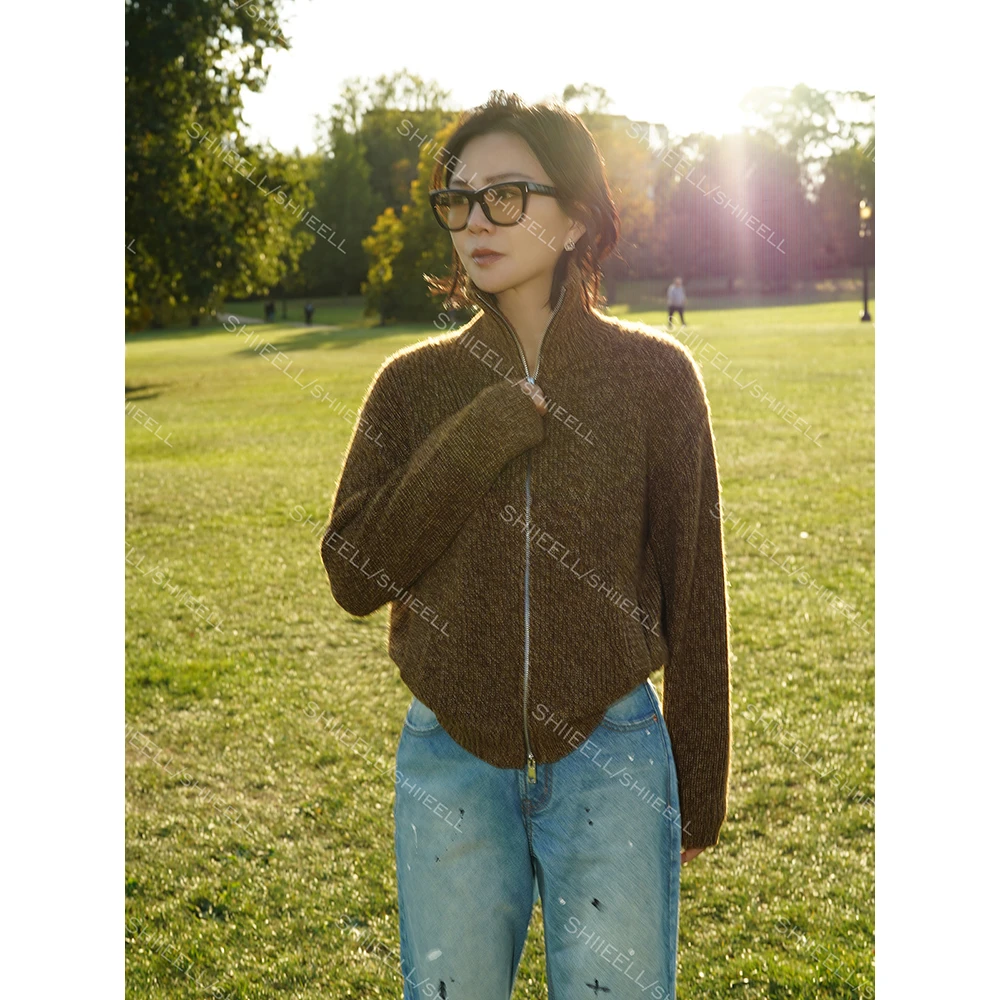 SHIIEELL【素写】轻装滑立领保暖厚款复古加厚百搭针织毛衫Z2555