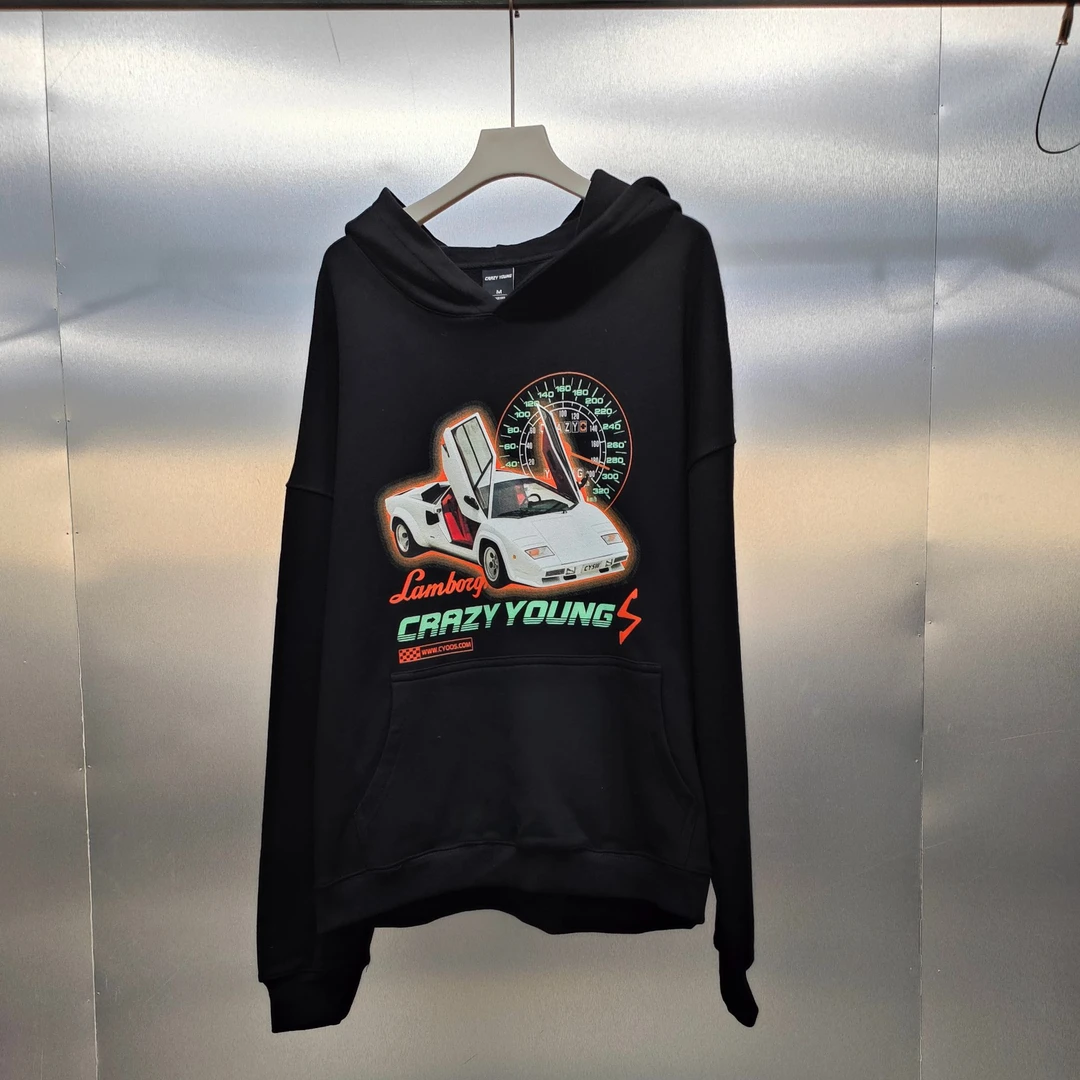 S04-20912-CRA春秋季正面跑车印花时尚连帽卫衣