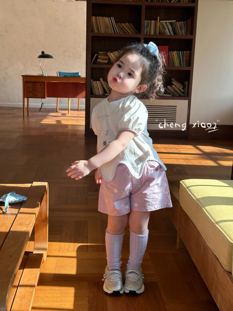 女童2025夏季新款韩版儿童娃娃衫短袖女宝宝短裤套装甜美两件套潮