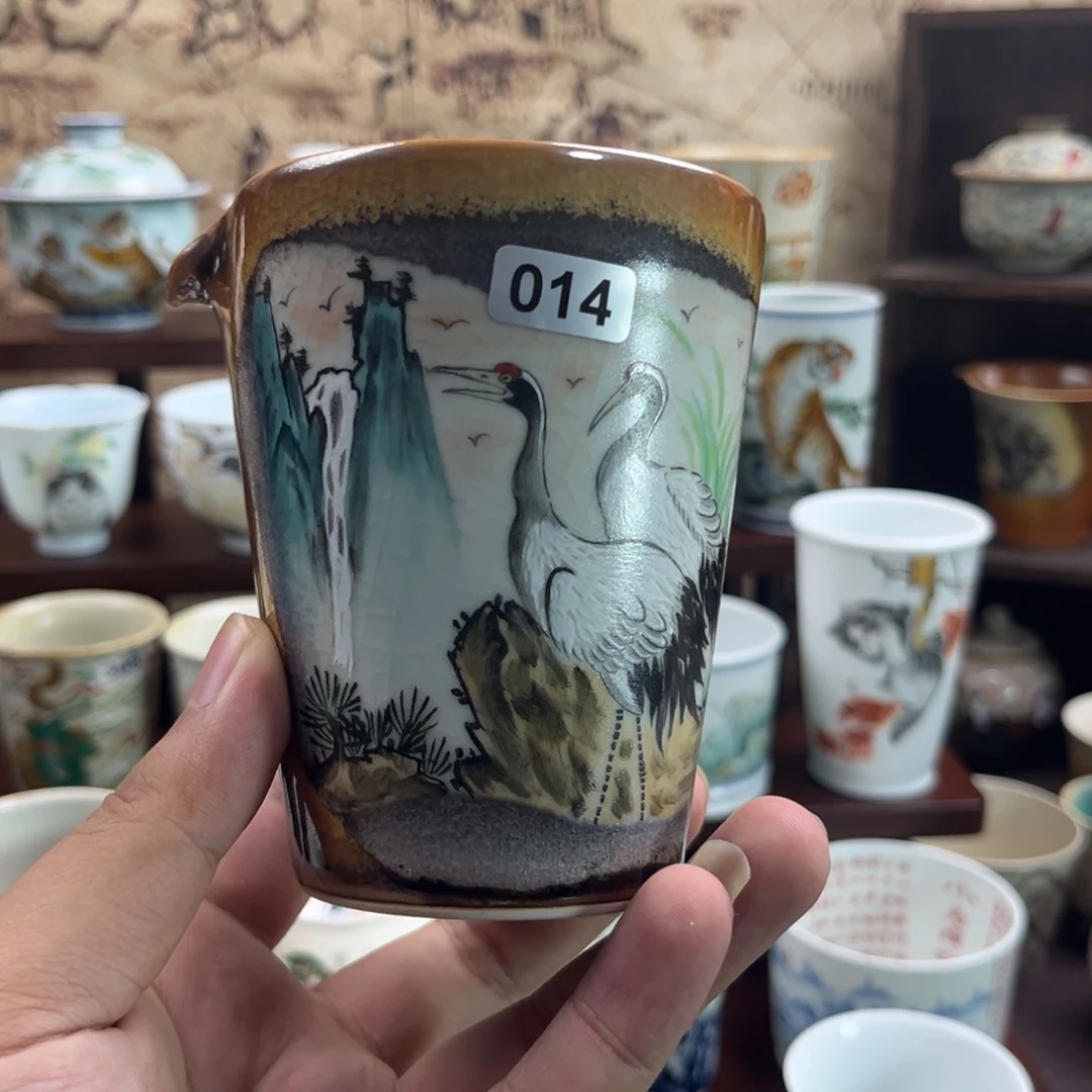 仙鹤014手绘公道杯子