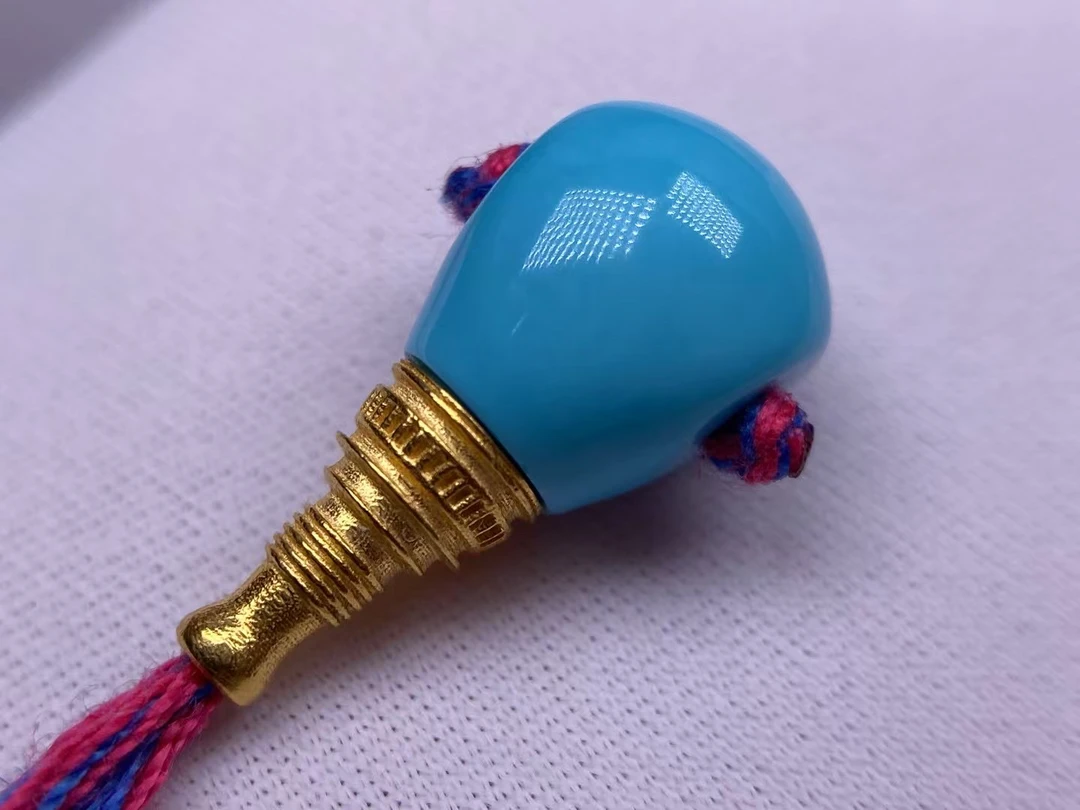 泰鑫绿松石原矿高瓷蓝精品镶嵌佛嘴三通配饰尺寸8.3×18×8mm