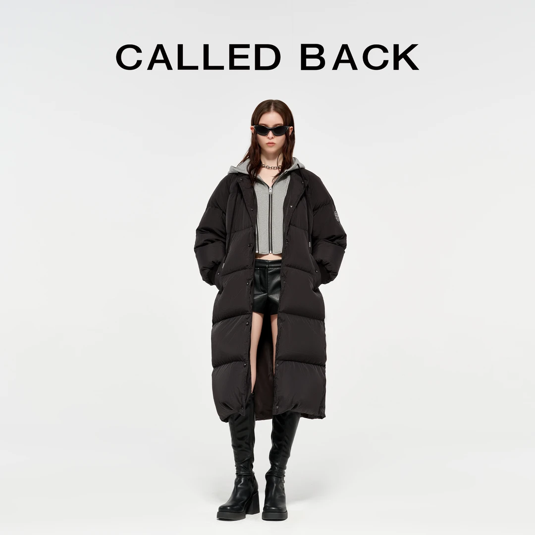 CALLED BACK新款经典时尚宽松休闲黑色连帽保装时尚羽绒服242005