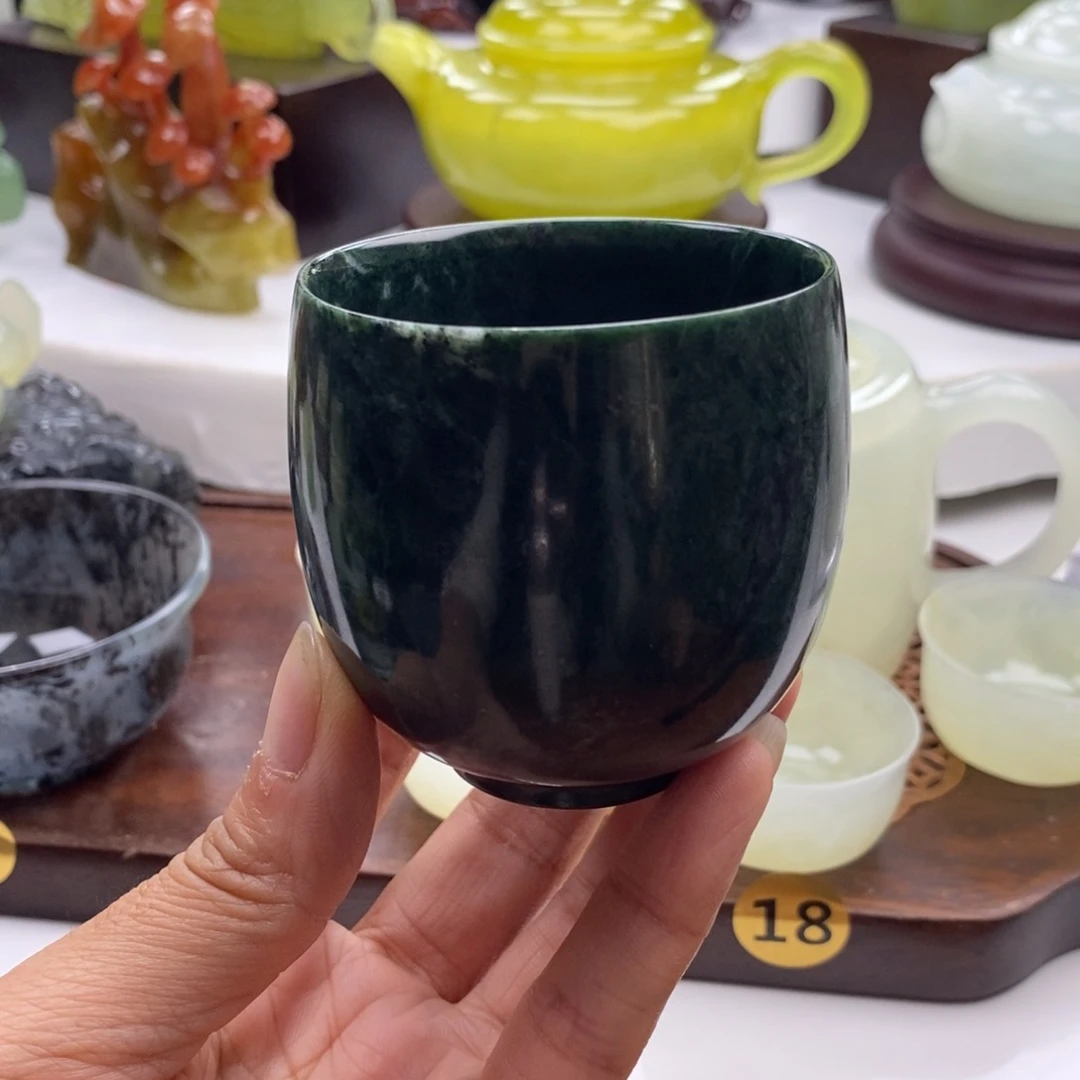 岫玉未镶嵌四大名玉茶杯120cc