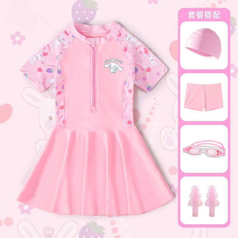 儿童泳衣女童2025新款小女孩小童中大童分体裙式防晒速干游泳套装