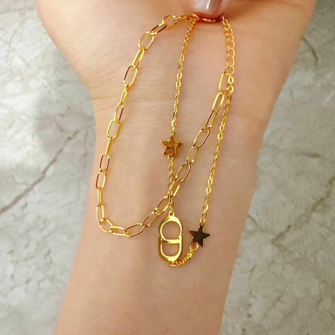 足银手链 足银手链   【猪鼻子双层AB链手链9089】