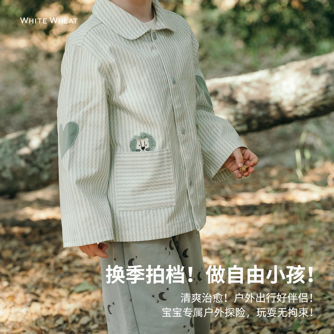 whitewheat儿童2025秋季新款纯棉男女童外套WWBQE009