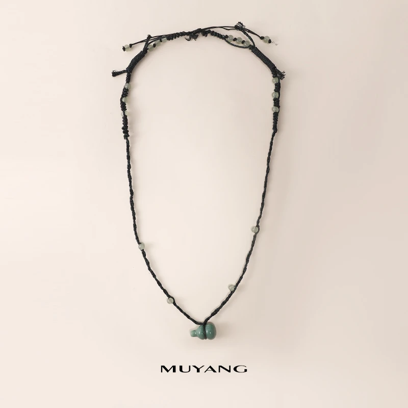 muyang/慕阳 非金属玻璃项链 气质时尚编织小众百搭墨葫项链