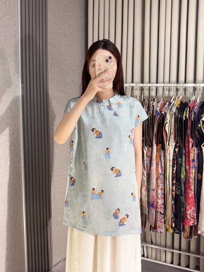 【小唐人】新中式国风中长飞袖刻丝刻花奥戴衫W30 衣长75胸围98