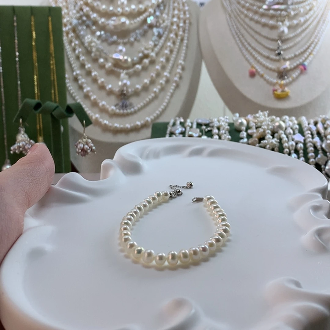 淡水珍珠银S925镶嵌手绳
