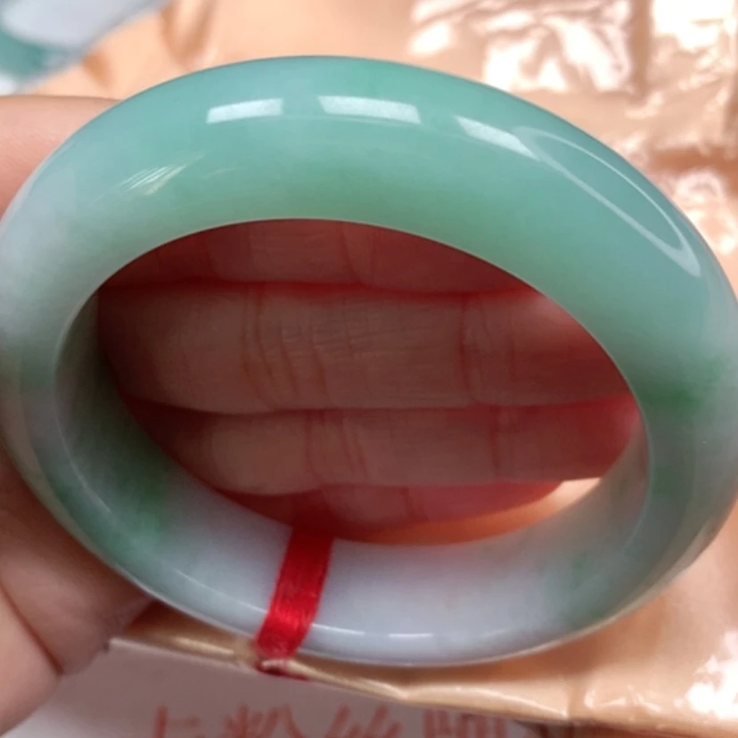 【闪购商品】翡翠手镯未镶嵌冰胶果绿手镯5354圈33号