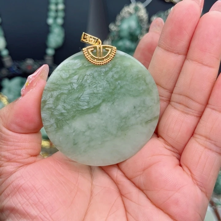 透闪石-蛇纹石玉银S925镶嵌颈饰