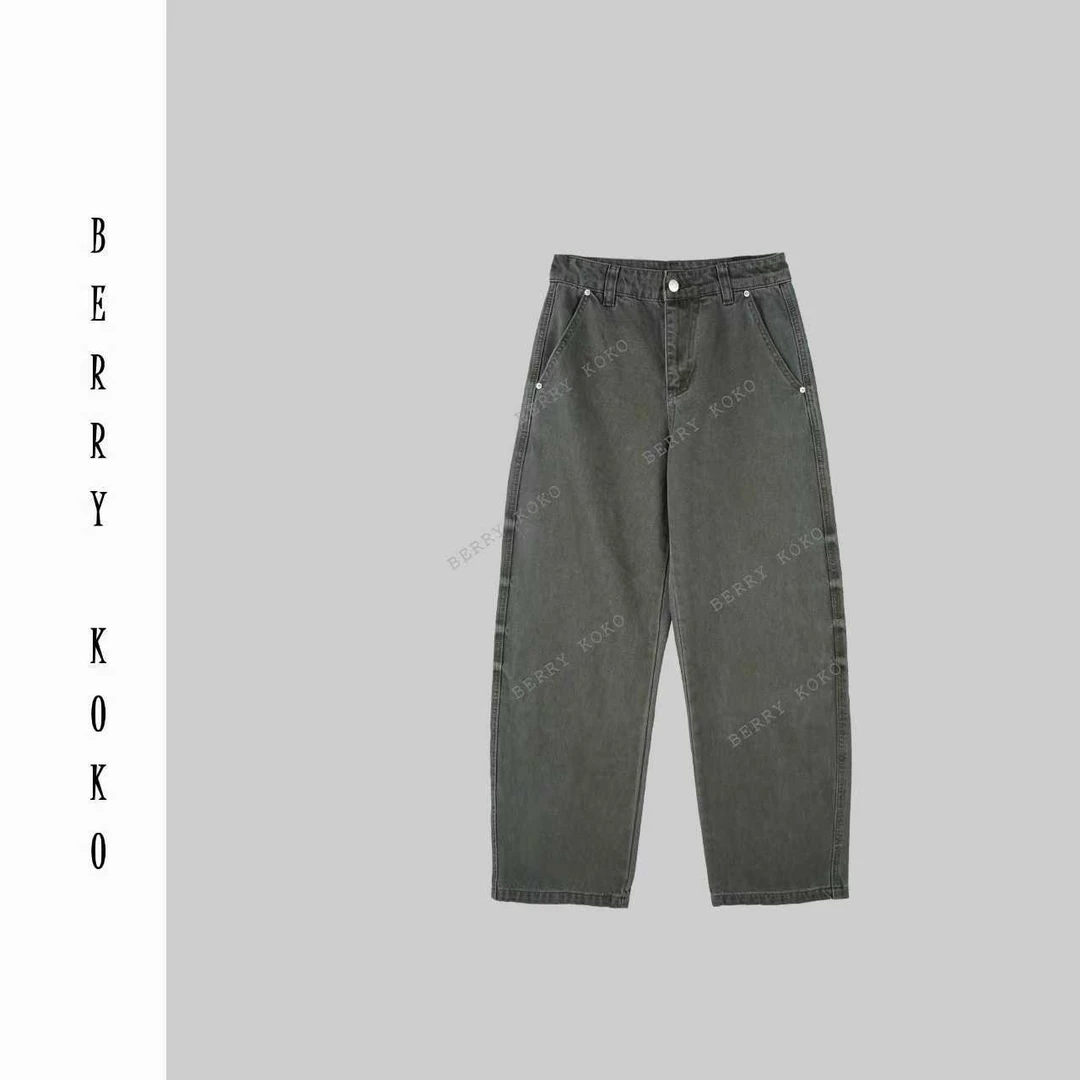 【MISSKO】高品质重工洗水后脚割破直筒牛仔裤百搭时尚洗水裤子 K54