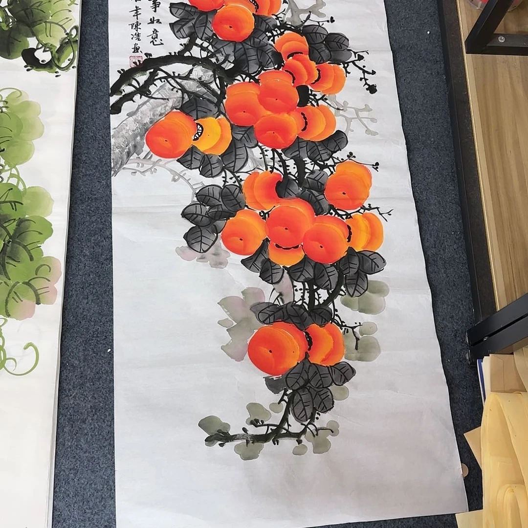 国画梅****店尺寸50X100手绘作品