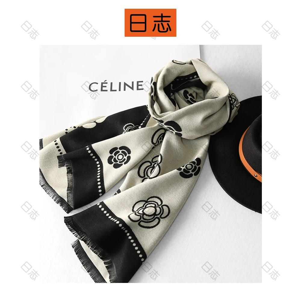 日志【奈儿】山茶花简约百搭波点黑米拼色保暖围脖围巾DD34AB656