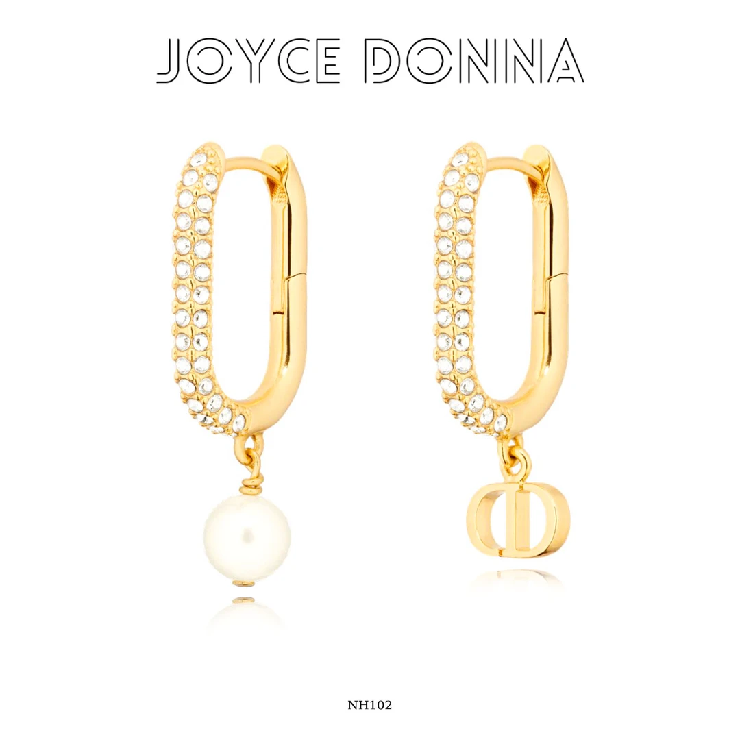 铜合金合成锆石耳饰 镀K金【陀圈点缀】时尚百搭简约气质耳环 NH102