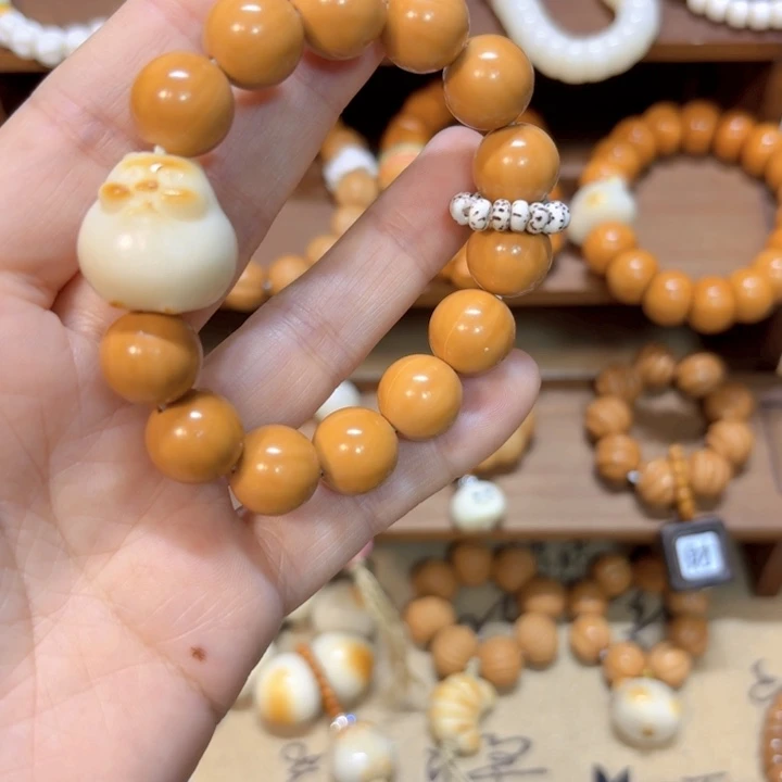 星月菩提手串猴头圆珠手串象牙果仓鼠