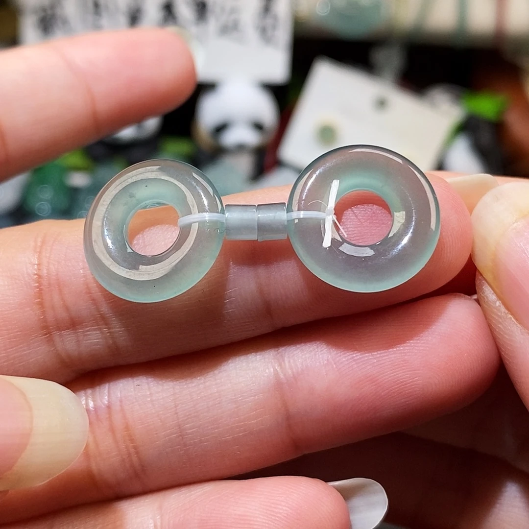 翡翠未镶嵌颈饰高冰甜甜圈一对