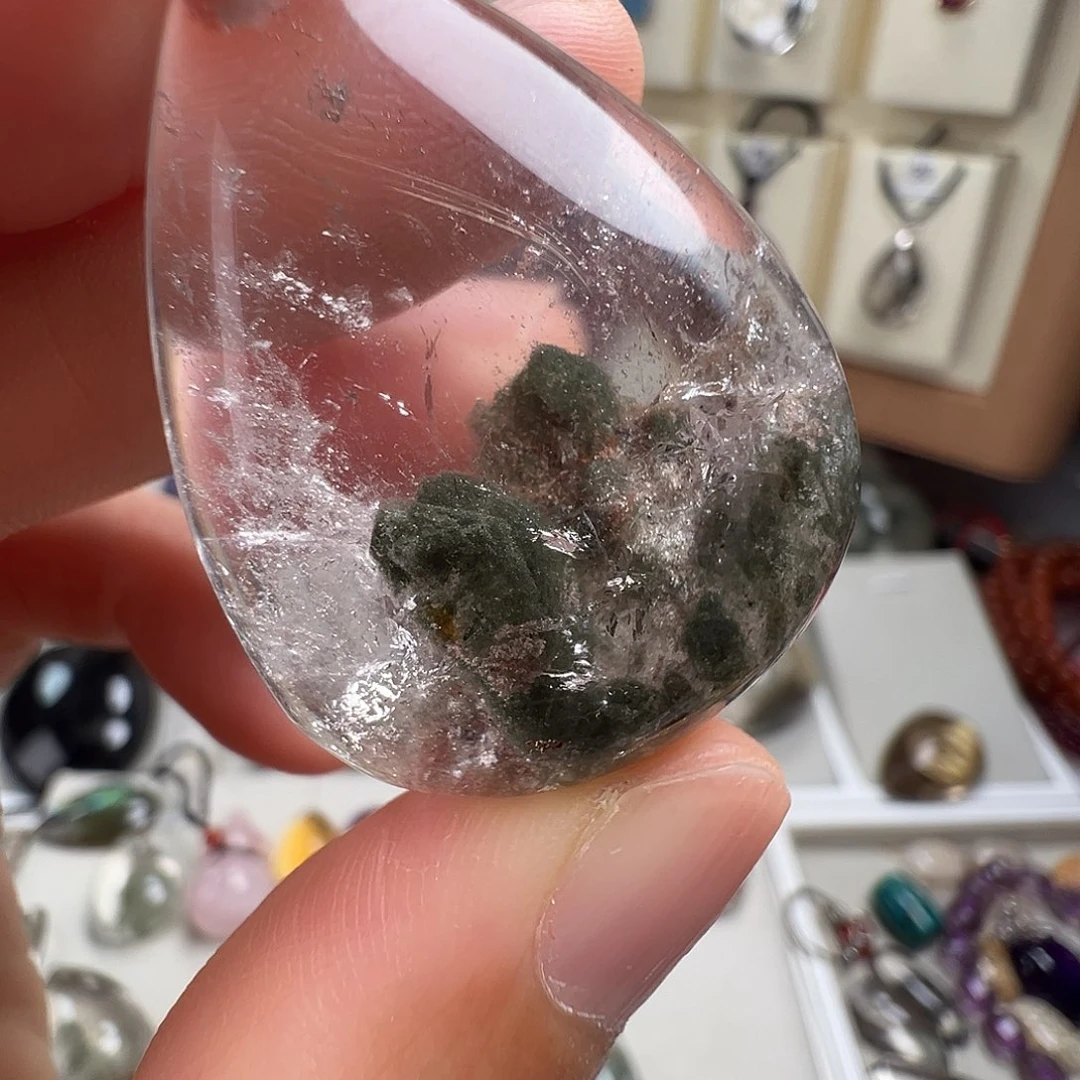 水晶颈饰银S925镶嵌天然幽灵水晶