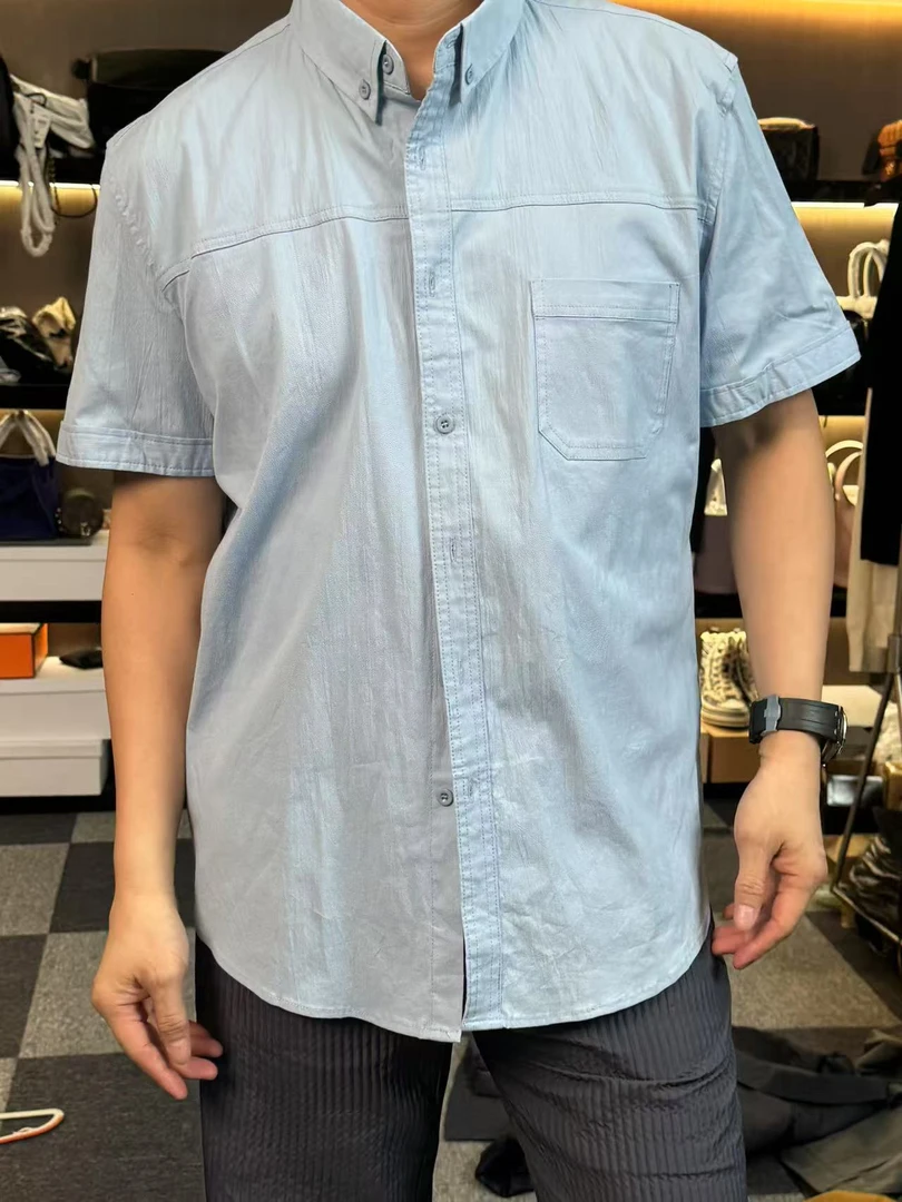 30210-简约棉柔软舒适男士纯色百搭短袖衬衫夏日必备