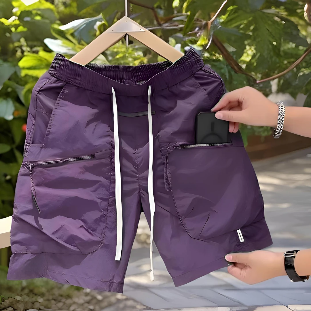 潮流新款男士夏季工装休闲纯色短裤薄款速干宽松直筒五分青年百搭