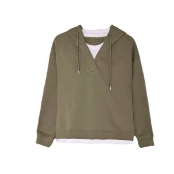 女运动常规款百搭针织卫衣黑色卫衣宽松慵懒风宽松抽绳长袖