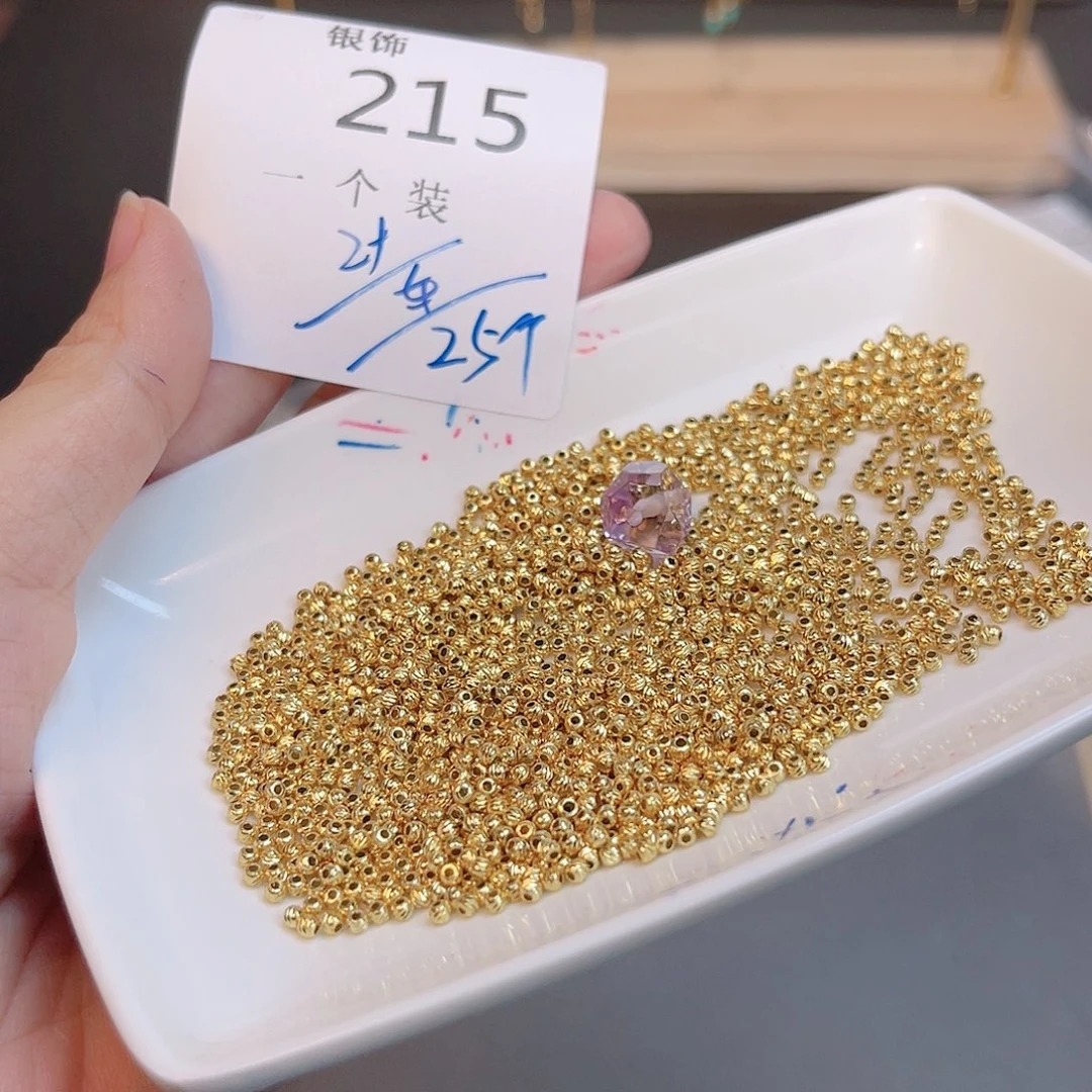 水晶珠宝半成品银S925镀金镶嵌215 。