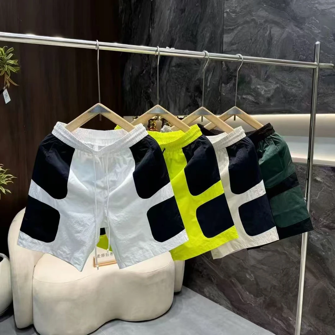 夏季时尚撞色拼接宽松百搭休闲五分短裤