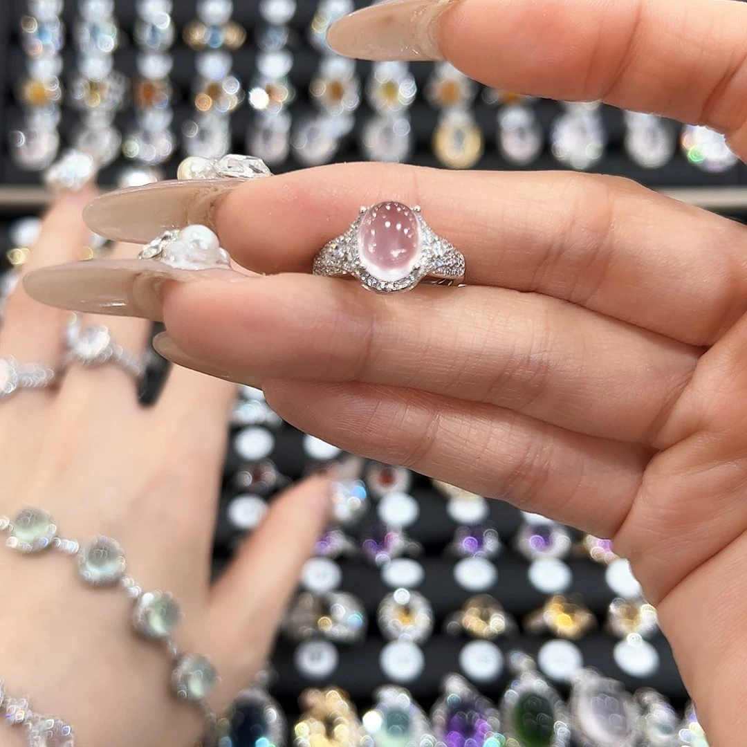 水晶戒指银S925镶嵌小*