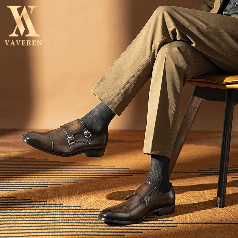 男士商务休闲皮鞋头层牛皮男士商务正装真皮套脚批发男式西装皮鞋