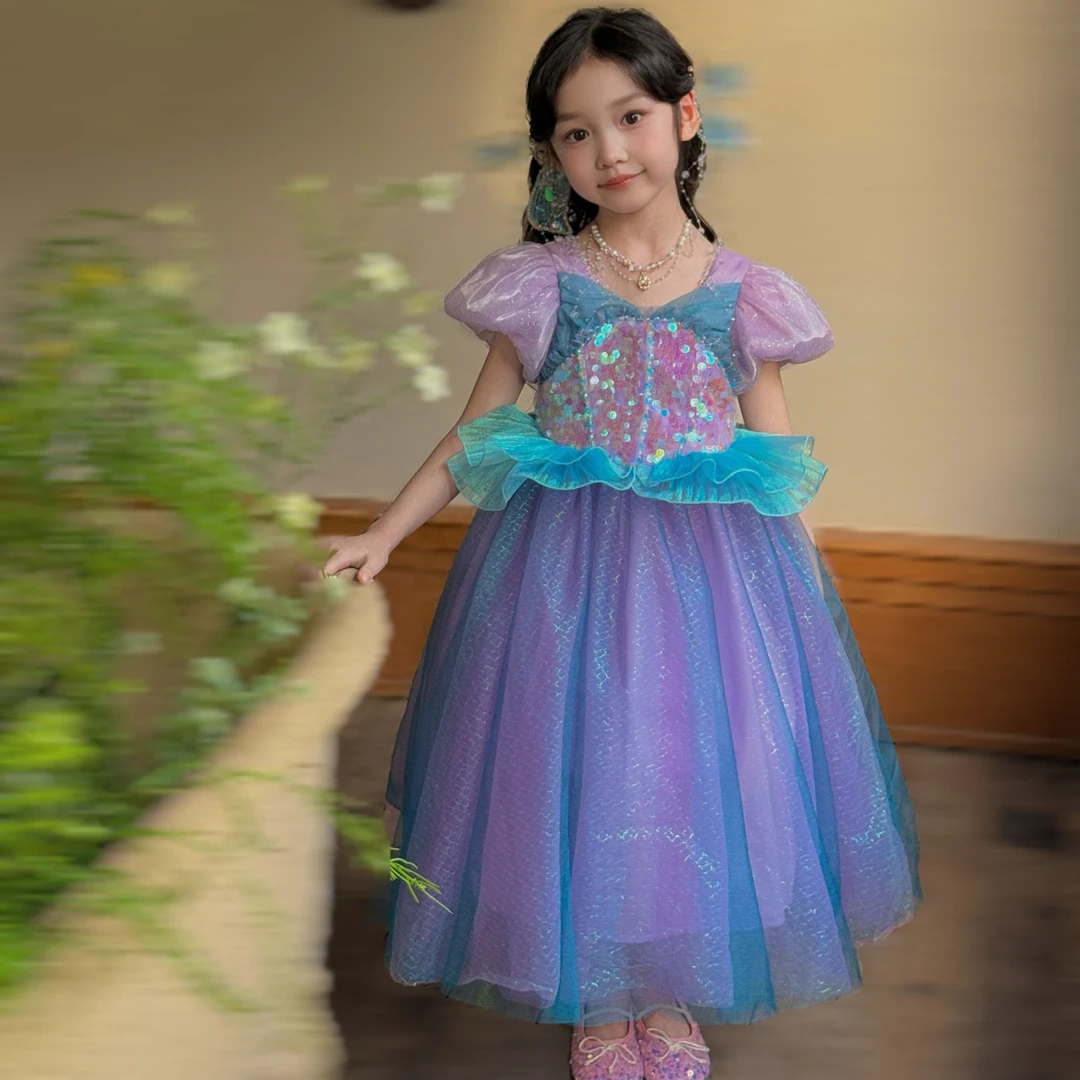 YA'S｜【人鱼公主的派对】女童美人鱼公主裙生日礼服亮片连衣裙夏