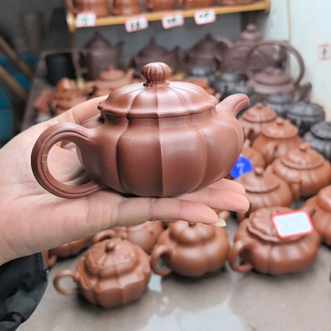 藏***水茶壶紫砂朱泥筋纹仿古230cc