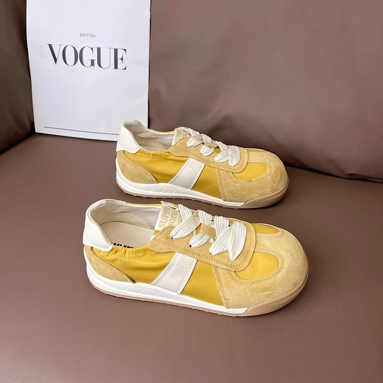 欧洲站2025新款平底系带轻便透气舒适百搭德训鞋丑萌大头休闲板鞋