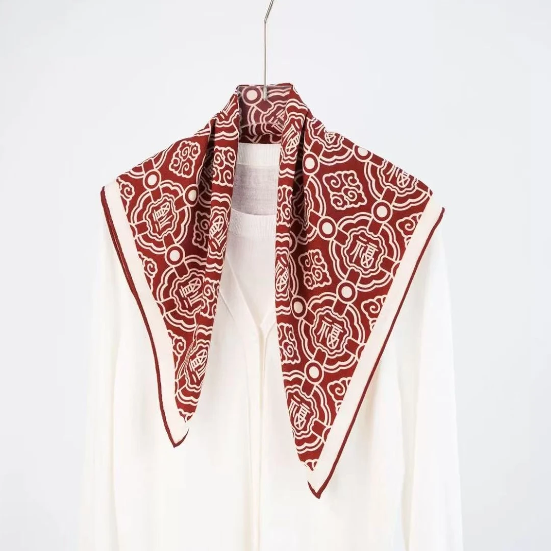 祥云百福｜保暖方巾70*70左右围巾时尚气质印花红色秋冬