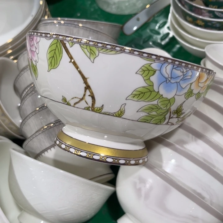 瓷片琴瑟和鸣六寸面碗两个