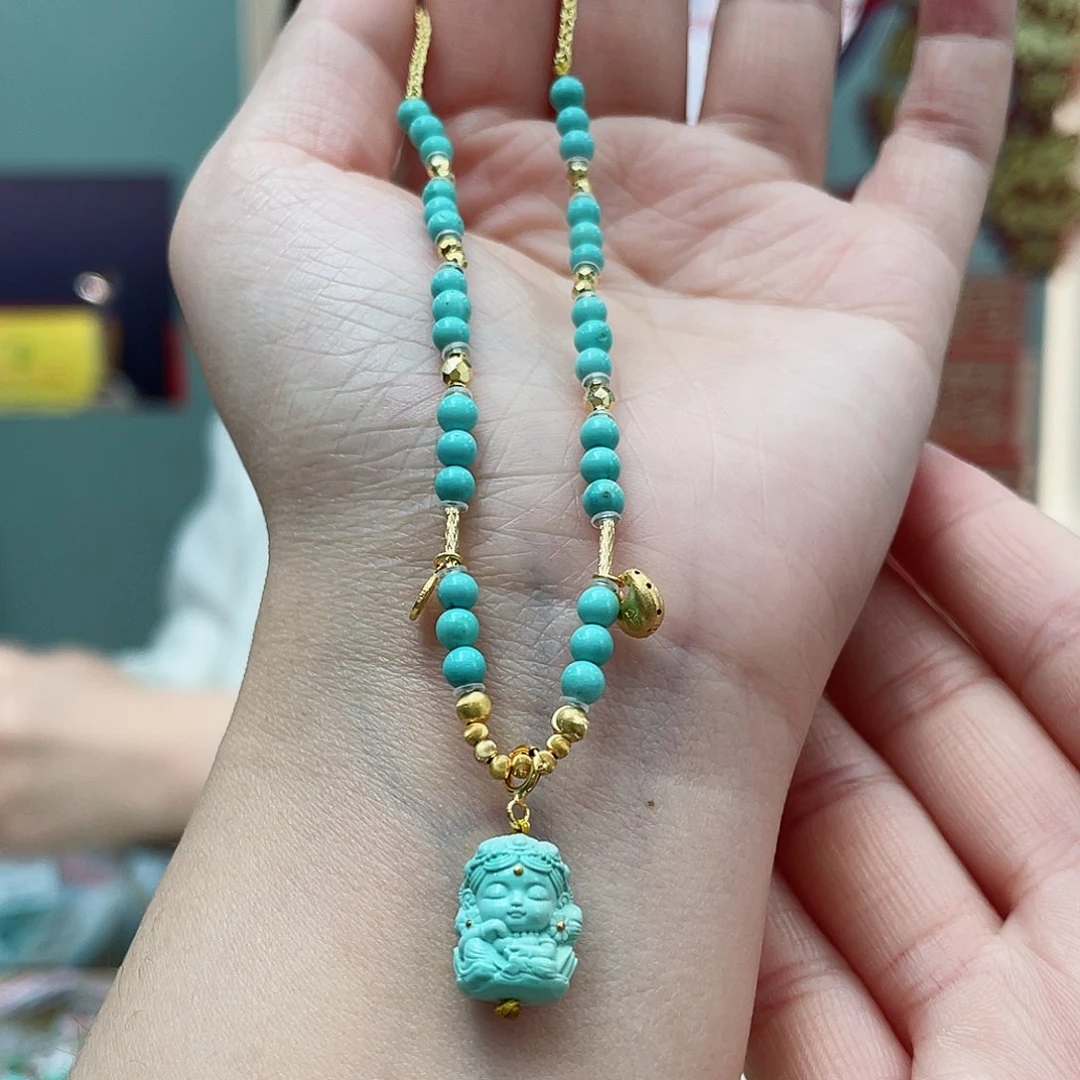 绿松石颈饰18K金镶嵌