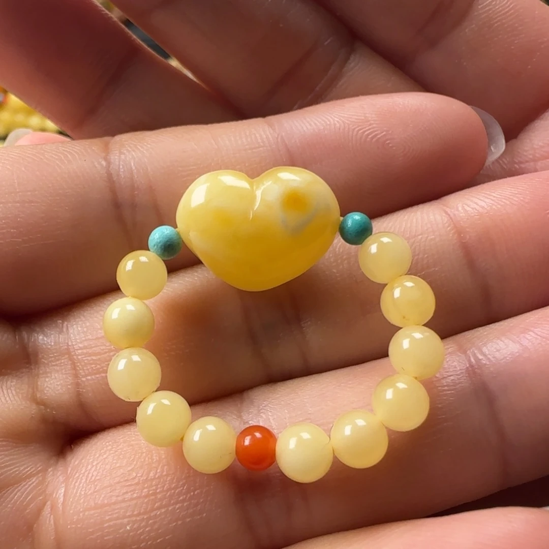 蜜蜡未镶嵌颈饰蜜蜡爱心戒指