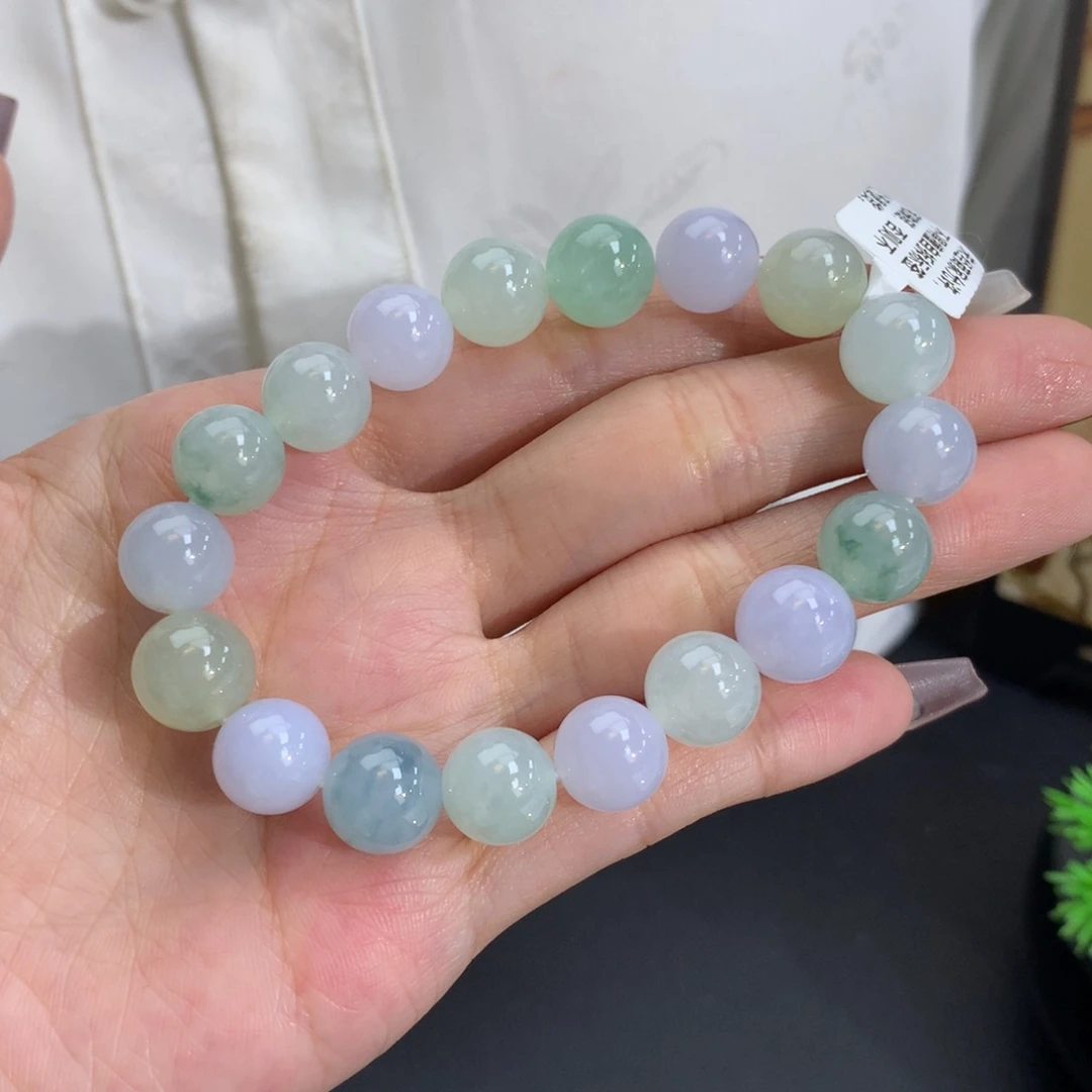 翡翠未镶嵌项链卡10胶润马卡龙手串