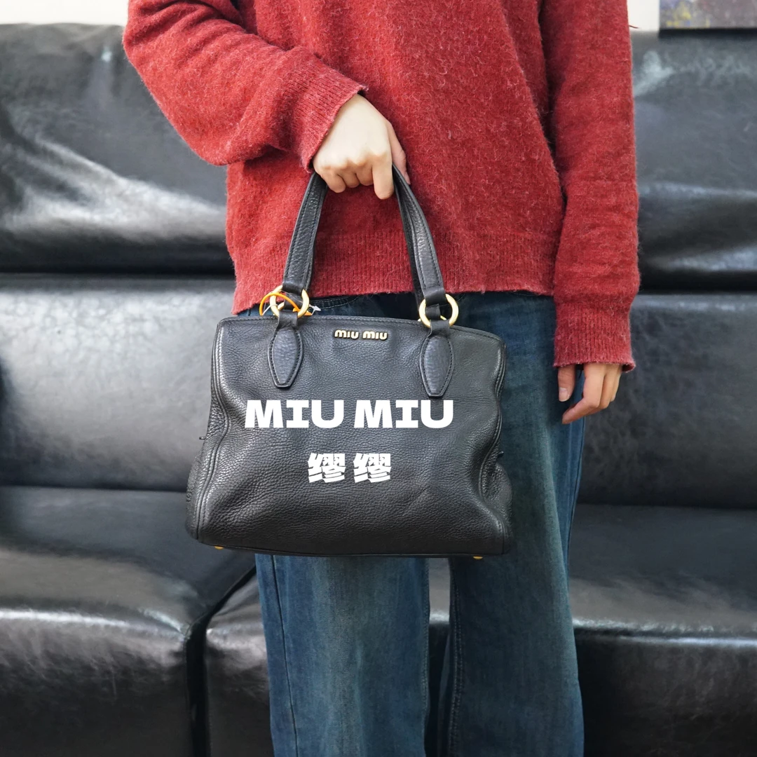 95新 MIU MIU/缪缪 黑色手提包/FYKH03511058/1058母亲节礼物
