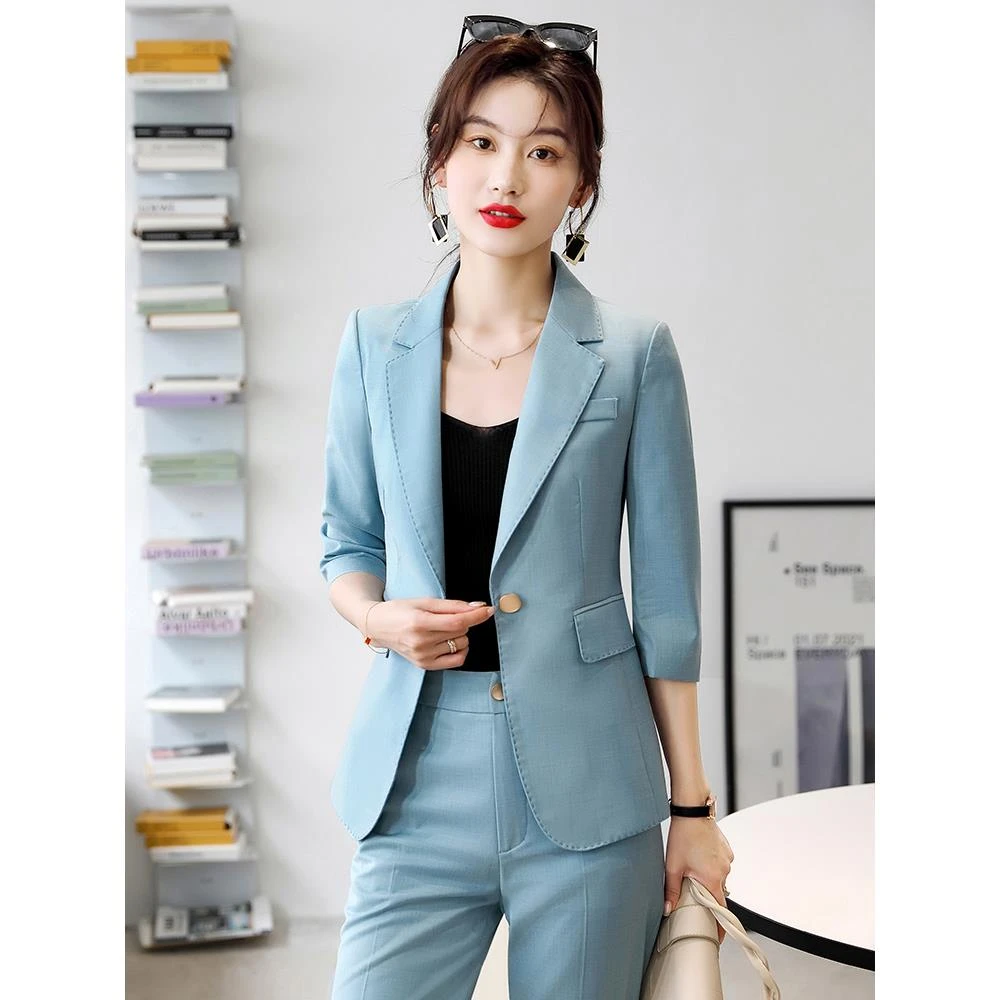 高端西装外套女夏季薄款2025新款时尚休闲气质女神范正装职业套装