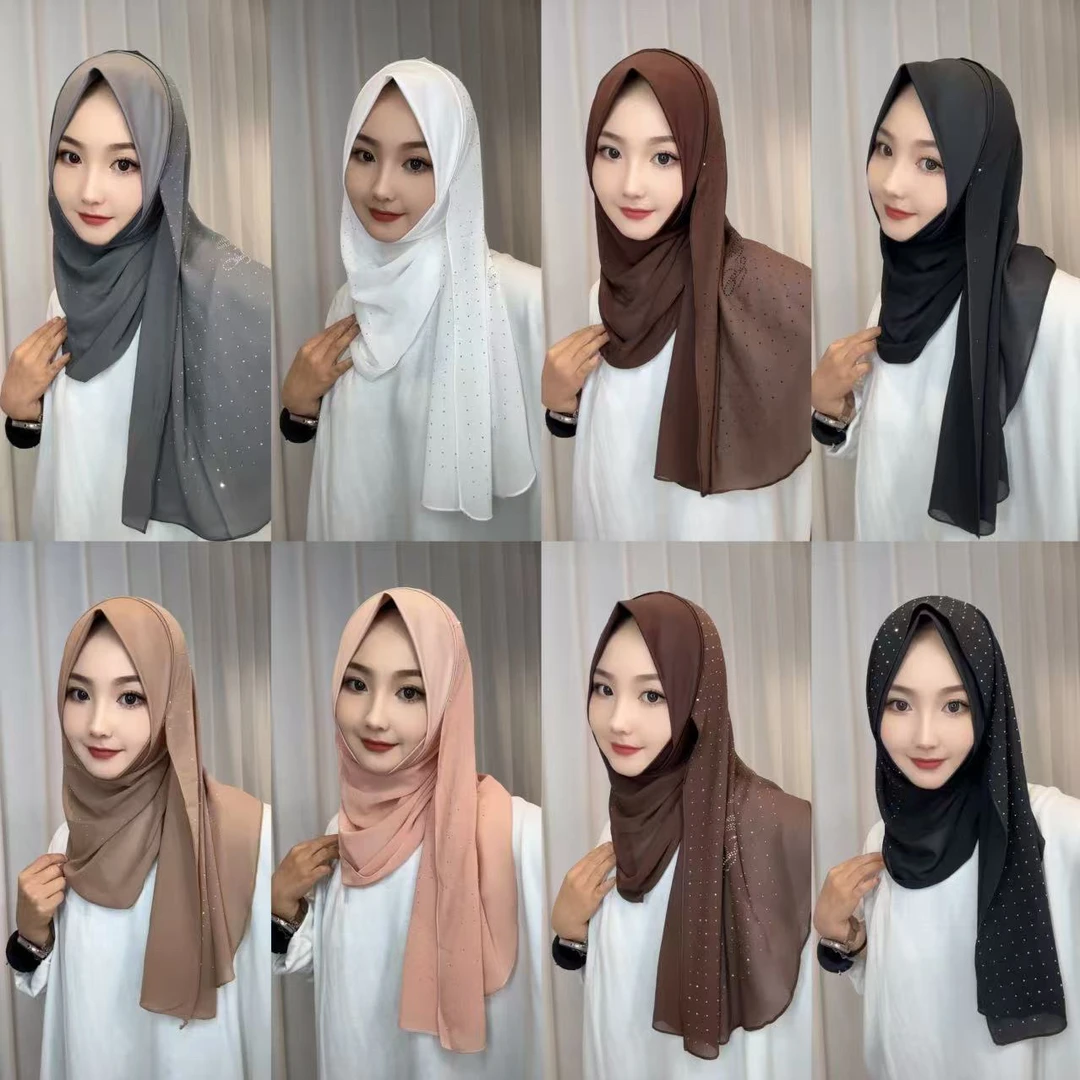 星夜烫钻拼接绕巾