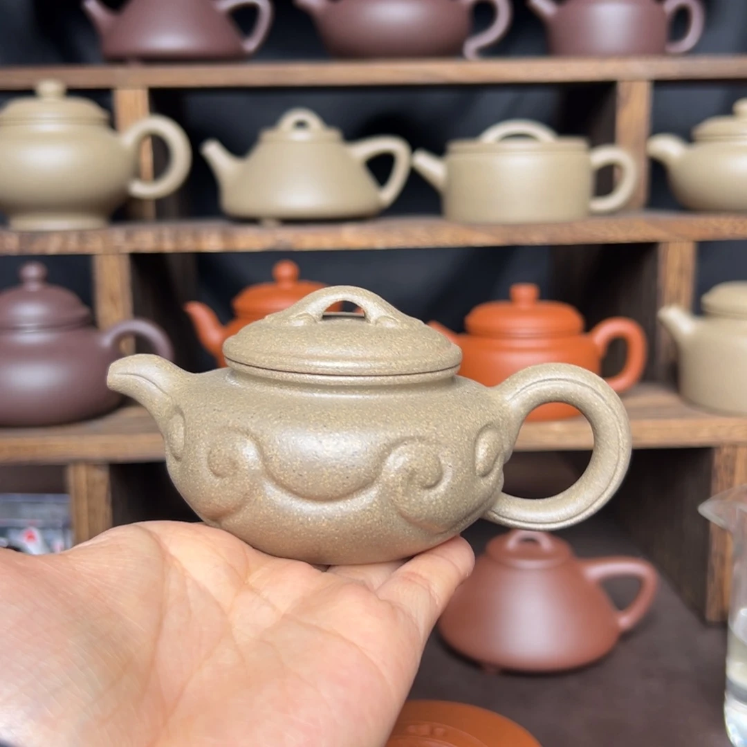 紫砂茶壶微瑕青段仿古如意150毫升