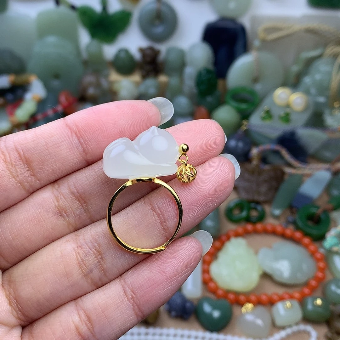 和田玉银S925镀金镶嵌颈饰