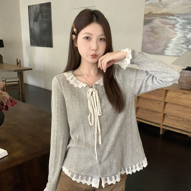 秋季宽松型百搭针织长袖毛针织衫短款春秋外穿韩版162545