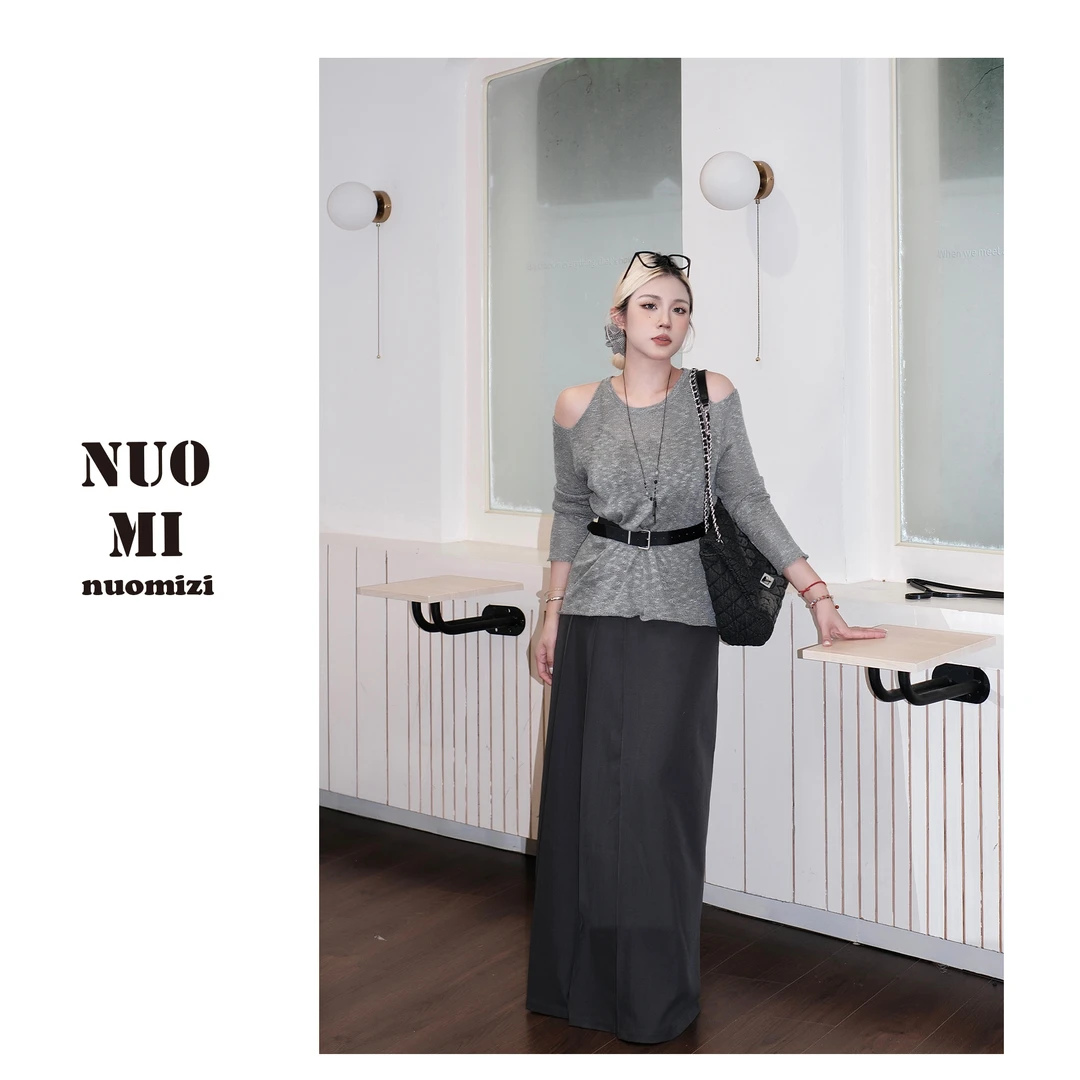 ZOZ糯米子[素色心情]韩系罩衫早秋设计感辣妹风气质显瘦露肩上衣