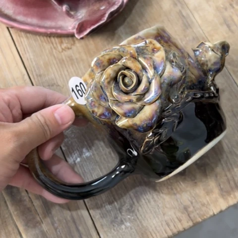 碗手工手捏咖啡杯壶承