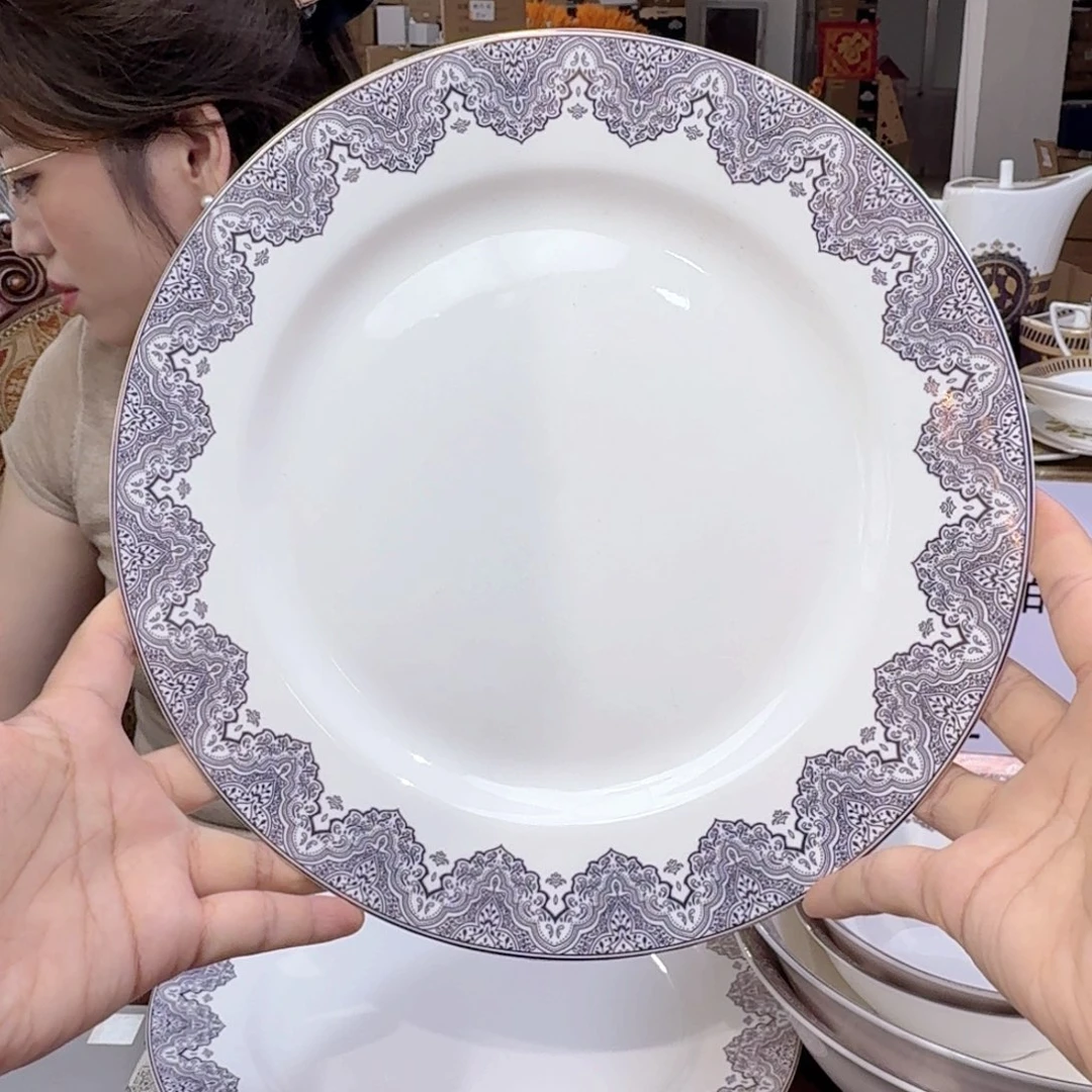 骨瓷10.5英寸平盘27厘米2个外贸骨瓷