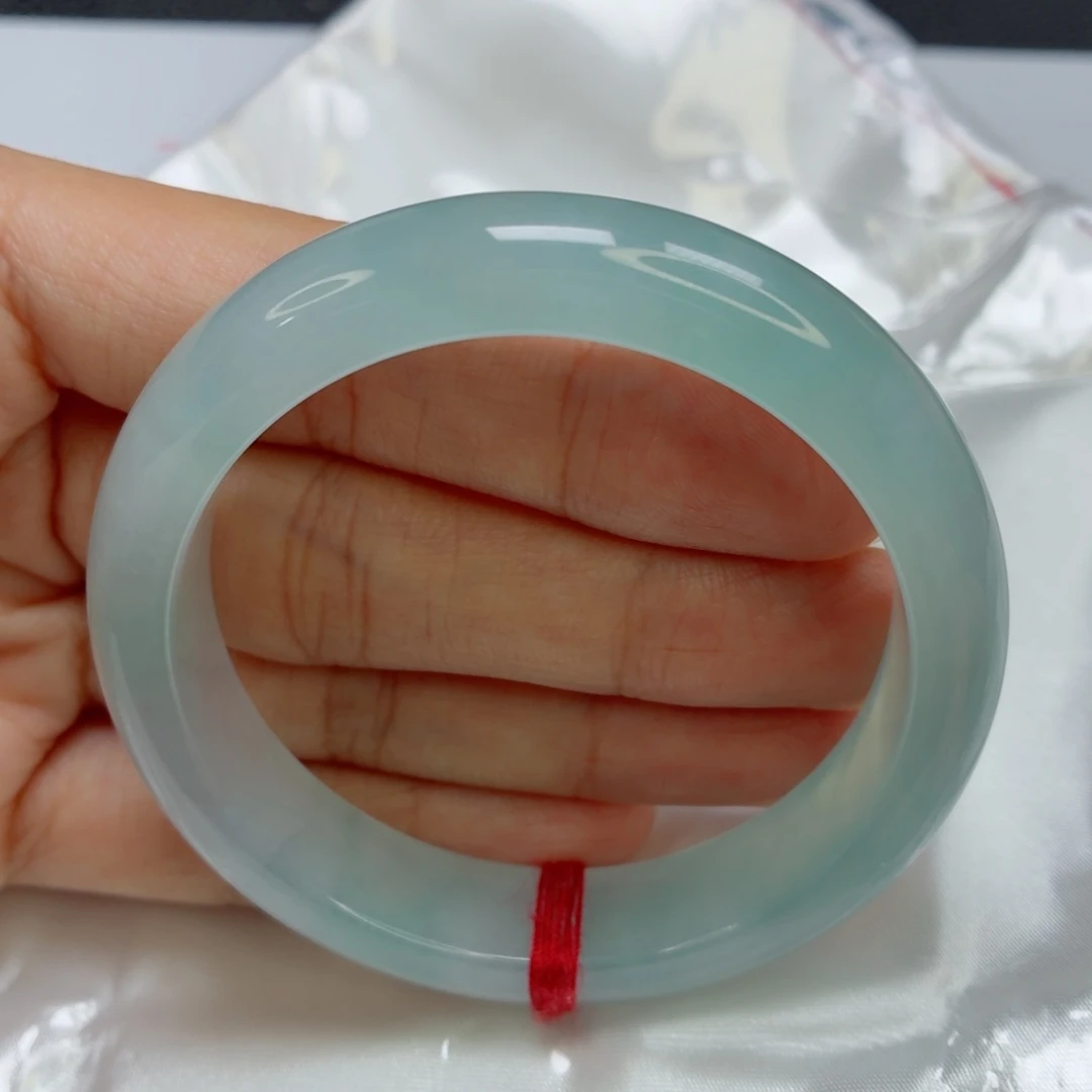 未镶嵌手镯翡翠老坑52圈冰透天空蓝起光023