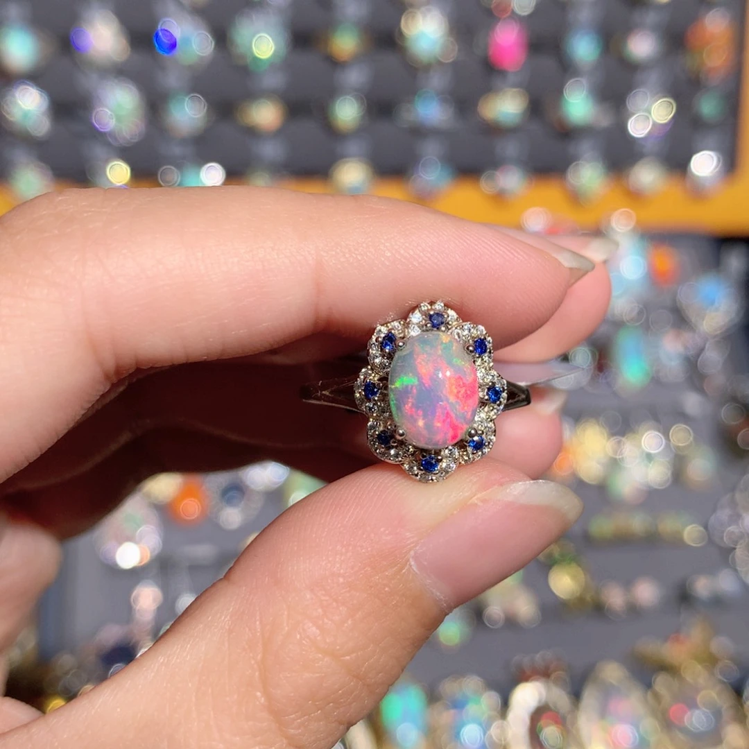 欧泊银S925镶嵌欧泊戒指y